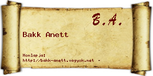 Bakk Anett névjegykártya